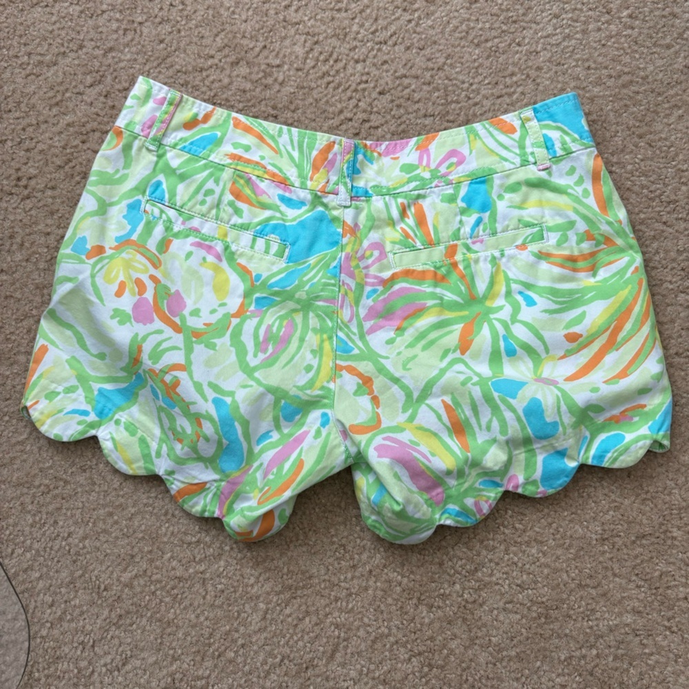 LILLY PULITZER Buttercup Shorts Shorley Blue Double Trouble Hem Sz 0 - Picture 2 of 9